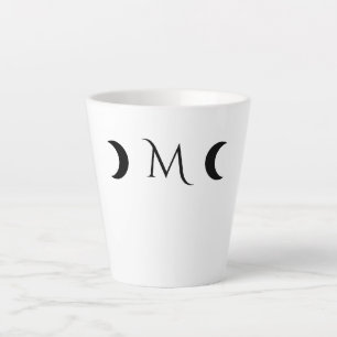 Caneca De Café Latte Monograma branco e preto das luas do Crescente Mod