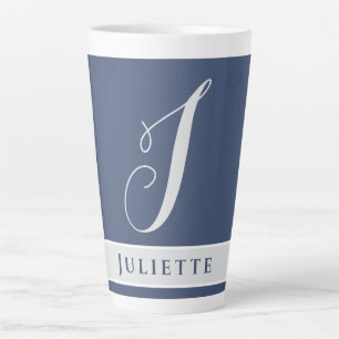 CANECA DE CAFÉ LATTE MONOGRAMA CLÁSSICO SIMPLES INICIAL CHAMADO SILVER