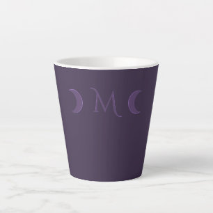 Caneca De Café Latte Monograma das luas violetas empoeiradas