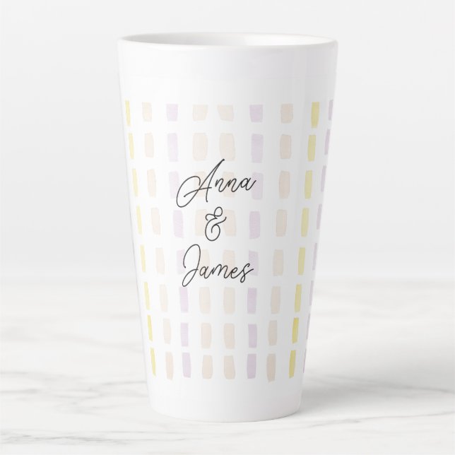 Caneca De Café Latte Monograma de Aquarela Geométrica de Escritório Urb (Frente)