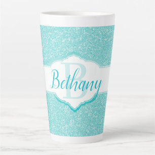 Caneca De Café Latte Monograma de Brilho de Teto