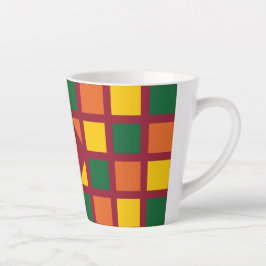 Caneca De Café Latte Monograma de Cores Geométricos Modernos