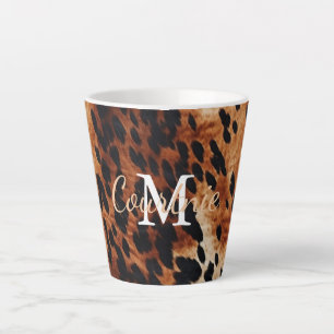 Caneca De Café Latte Monograma de Cowhide Brown