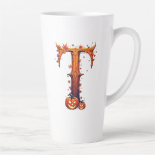 Caneca De Café Latte Monograma de HalloweenT