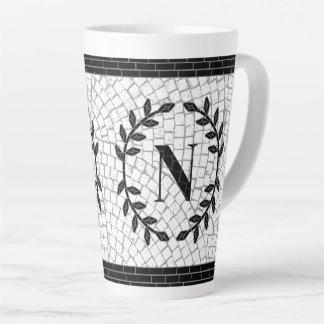 Caneca De Café Latte Monograma de Impressão Mosaico
