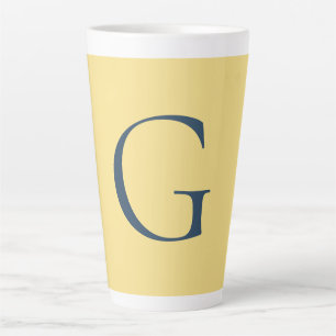 Caneca De Café Latte Monograma de Letra Inicial Jasmine Cinza Ardósia S