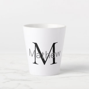 Caneca De Café Latte monograma de letra inicial simples adicione sua le