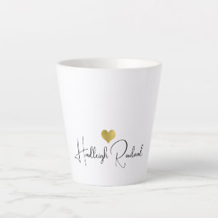 Caneca De Café Latte Monograma de Nome de Letra Manual Moderna Personal