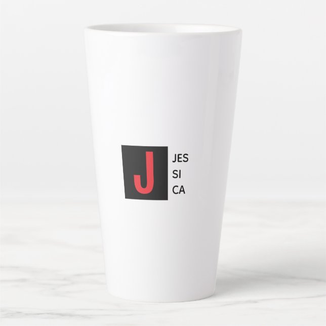 Caneca De Café Latte Monograma de Nome Profissional Simples Elegante Mo (Frente)