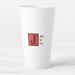 Caneca De Café Latte Monograma de Nome Profissional Simples Elegante Mo