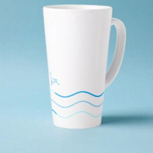 Caneca De Café Latte Monograma de Ondas Azuis
