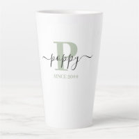 Monograma de Poppy em Script Elegante Prata Verde
