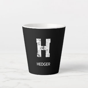 CANECA DE CAFÉ LATTE MONOGRAMA DE UMA LETRA BRANCO MINIMALISTA NOME PRE