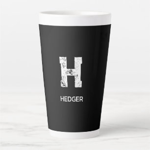 CANECA DE CAFÉ LATTE MONOGRAMA DE UMA LETRA BRANCO MINIMALISTA NOME PRE