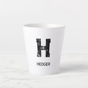 CANECA DE CAFÉ LATTE MONOGRAMA DE UMA LETRA PRETA MINIMALISTA NOME BRAN