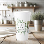 Caneca De Café Latte Monograma Duas Fotografias | Quadro verde personal<br><div class="desc">Monograma Duas Fotografias | Quadro verde personalizado</div>
