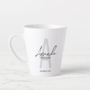 Caneca De Café Latte Monograma e Nome da Moderna Personalizada Bridesma