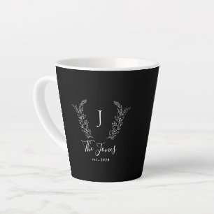 Caneca De Café Latte Monograma familiar e nome elegante personalizado