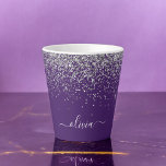 Caneca De Café Latte Monograma Glam Glitter Prateado Roxo Feminino<br><div class="desc">Caneca de Café com Monograma em Letra de Glitter Roxo e Prata. Isso faz o presente perfeito para aniversário de 16 anos,  casamento,  chá de noiva,  aniversário de casamento,  chá de bebê ou festa de despedida de solteira para alguém que ama luxo e estilos chiques.</div>