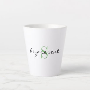 Caneca De Café Latte Monograma Inicial, Na moda Script presente,