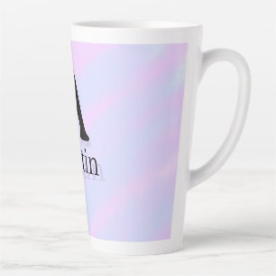 Caneca De Café Latte Monograma maiúsculo masculino adicionar nome roxo