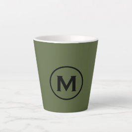 Caneca De Café Latte Monograma Mínimo Verde Azul Clássico
