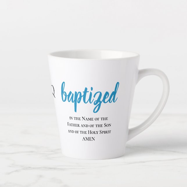 Caneca De Café Latte Monograma Personalizado BAPTIZADO (Direita)