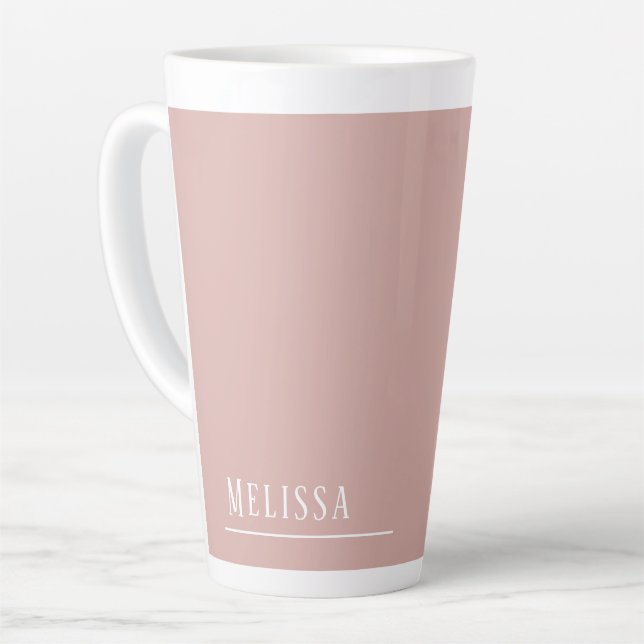 Caneca De Café Latte Monograma personalizado, cor-de-rosa pincel modern (Ângulo esquerdo)