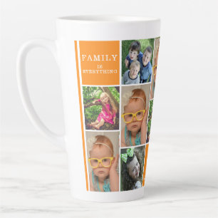 Caneca De Café Latte Monograma Personalizado da Família Laranja Colagem