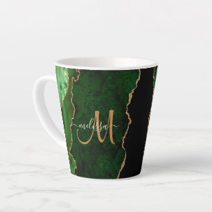Caneca De Café Latte Monograma Personalizado de Agitação Lítida Dourada