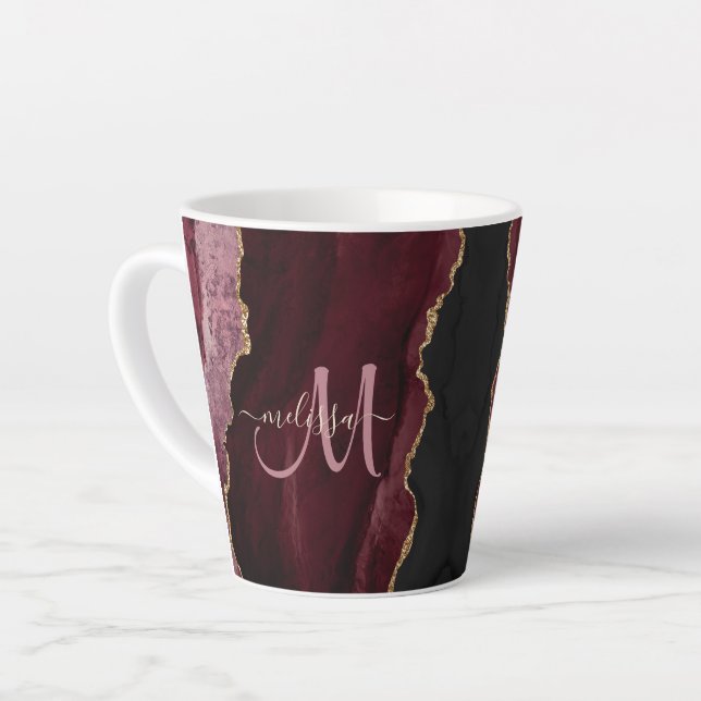 Caneca De Café Latte Monograma Personalizado de Agitação Lítida Dourada (Ângulo esquerdo)