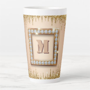 Caneca De Café Latte Monograma Personalizado de Nome Design ✨