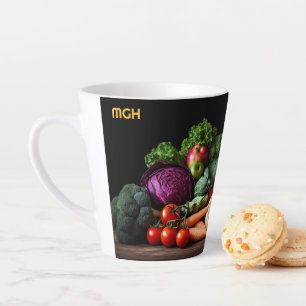 Caneca De Café Latte Monograma Personalizado de Produtos Hortícolas Fre