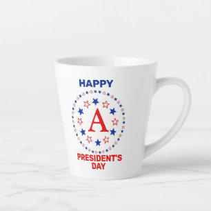 Caneca De Café Latte Monograma personalizado do Feliz Presidente Coffee