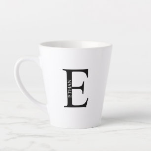 Caneca De Café Latte Monograma Personalizado e Nome Latte Mug