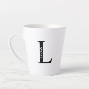 Caneca De Café Latte Monograma Personalizado e Nome Latte Mug