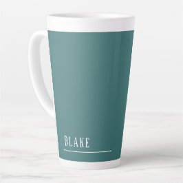 Caneca De Café Latte Monograma personalizado, lacre azul-esverdeado