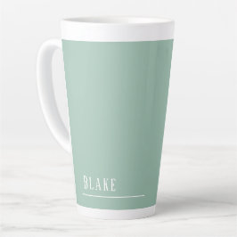 Caneca De Café Latte Monograma personalizado, verde senador moderno