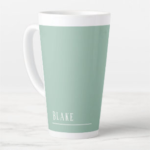 Caneca De Café Latte Monograma personalizado, verde senador moderno