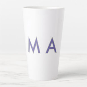 Caneca De Café Latte Monograma simples roxo cinza adicione seu nome mod