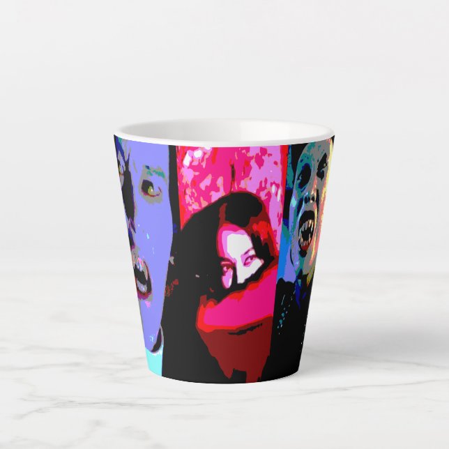 Caneca De Café Latte Monster Moviethon Vampire Triptych (Frente)