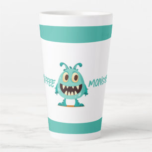 Caneca De Café Latte Monstro/Alienígena/Cartoon/Azul