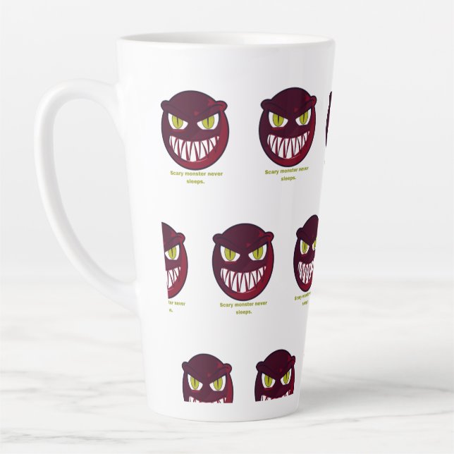 Caneca De Café Latte Monstro assustador nunca dorme (Esquerda)