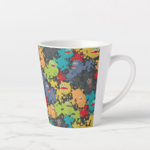 Caneca De Café Latte Monstros engraçados fofos