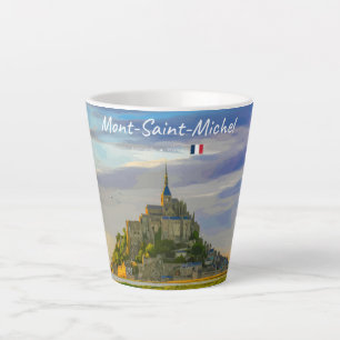 Caneca De Café Latte Mont-Saint-Michel, França - Pequena Abadia Medieva