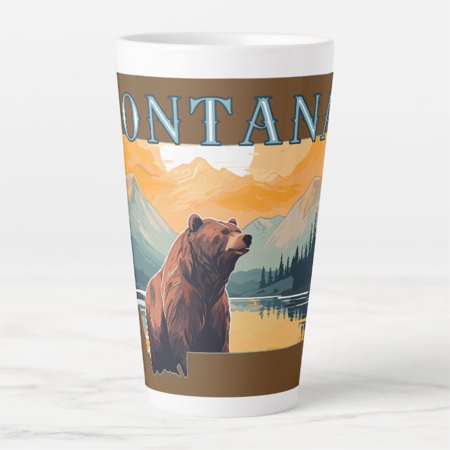 Caneca De Café Latte Montana Esboço Montanhas do Urso (Frente)