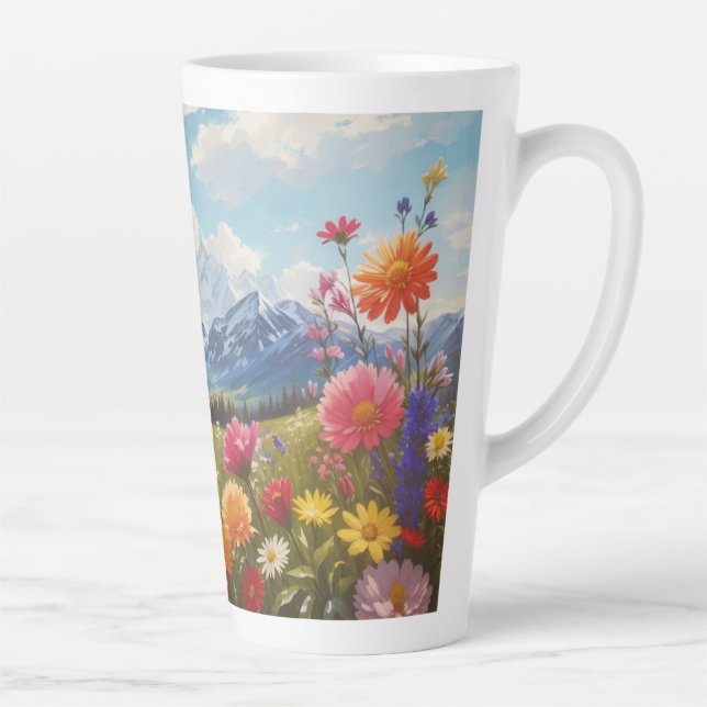 Caneca De Café Latte Montanha Flor Meadow (Direita)