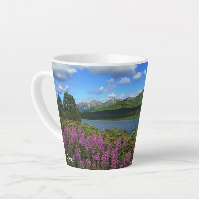 Caneca De Café Latte Montanhas Chugach - Caneca de Latte (Ângulo esquerdo)