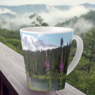 Caneca De Café Latte Monte Rainier Wildflower Photo
