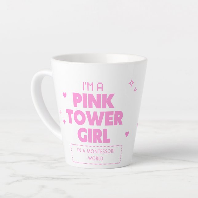 Caneca De Café Latte Montessori Torre Rosa Mug (Ângulo esquerdo)